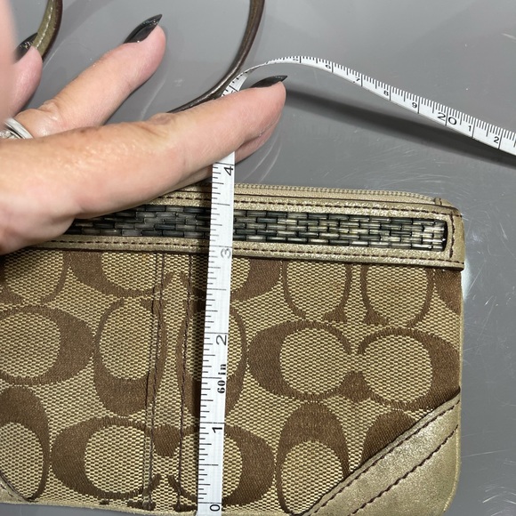 Coach Tan and Gold Signature Wristlet with Embellishments - Picture 8 of 10